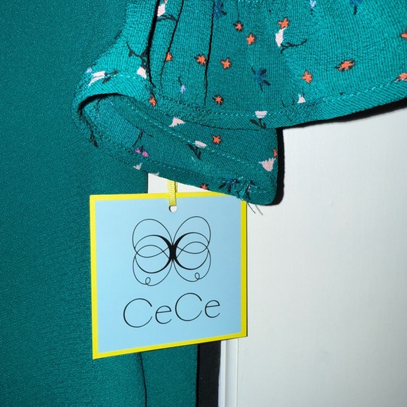 Teal Puff Sleeve Women's Top by CeCe size Large New With Tags NWT - Picture 3 of 7